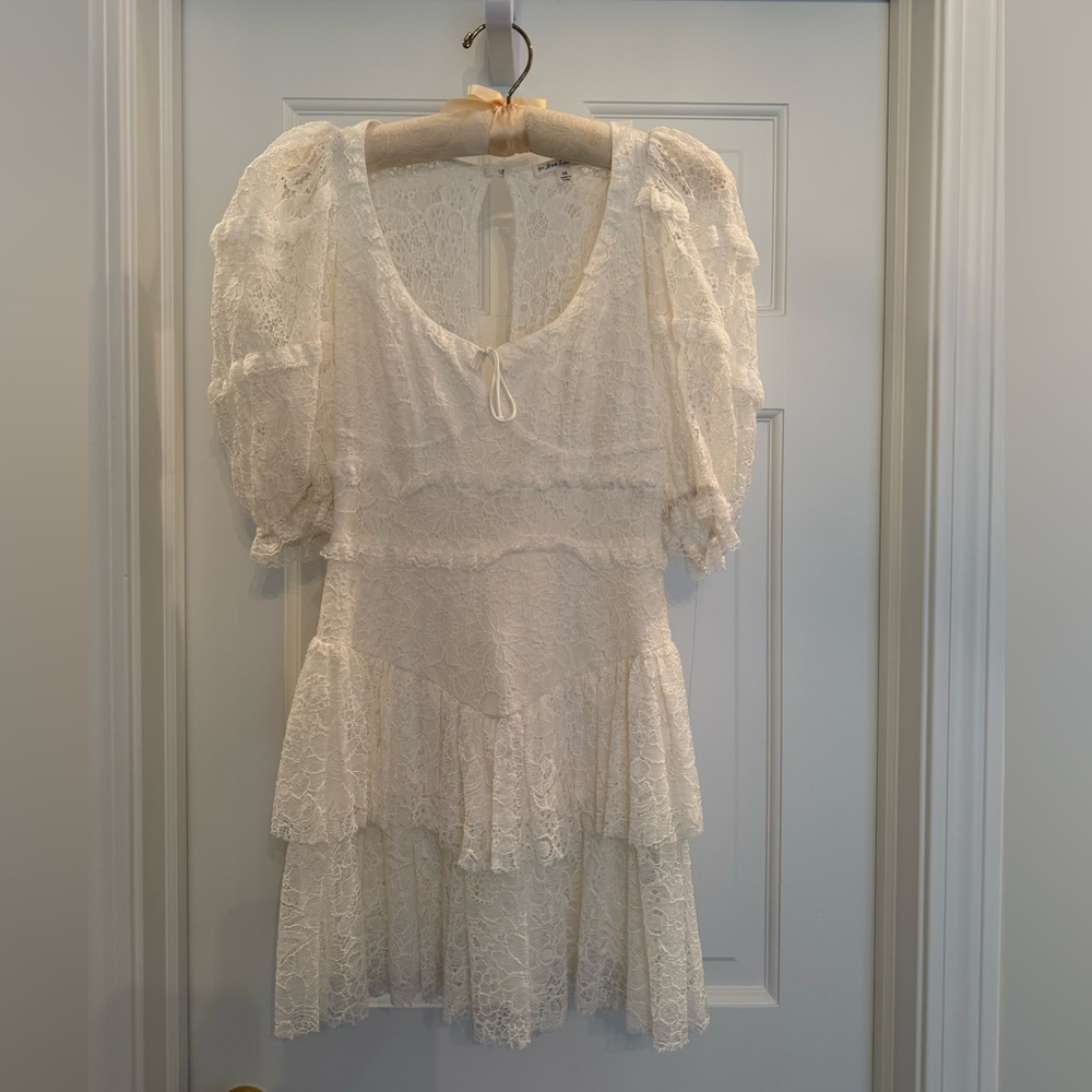 For Love and Lemons Jelena Mini Dress in Ivory